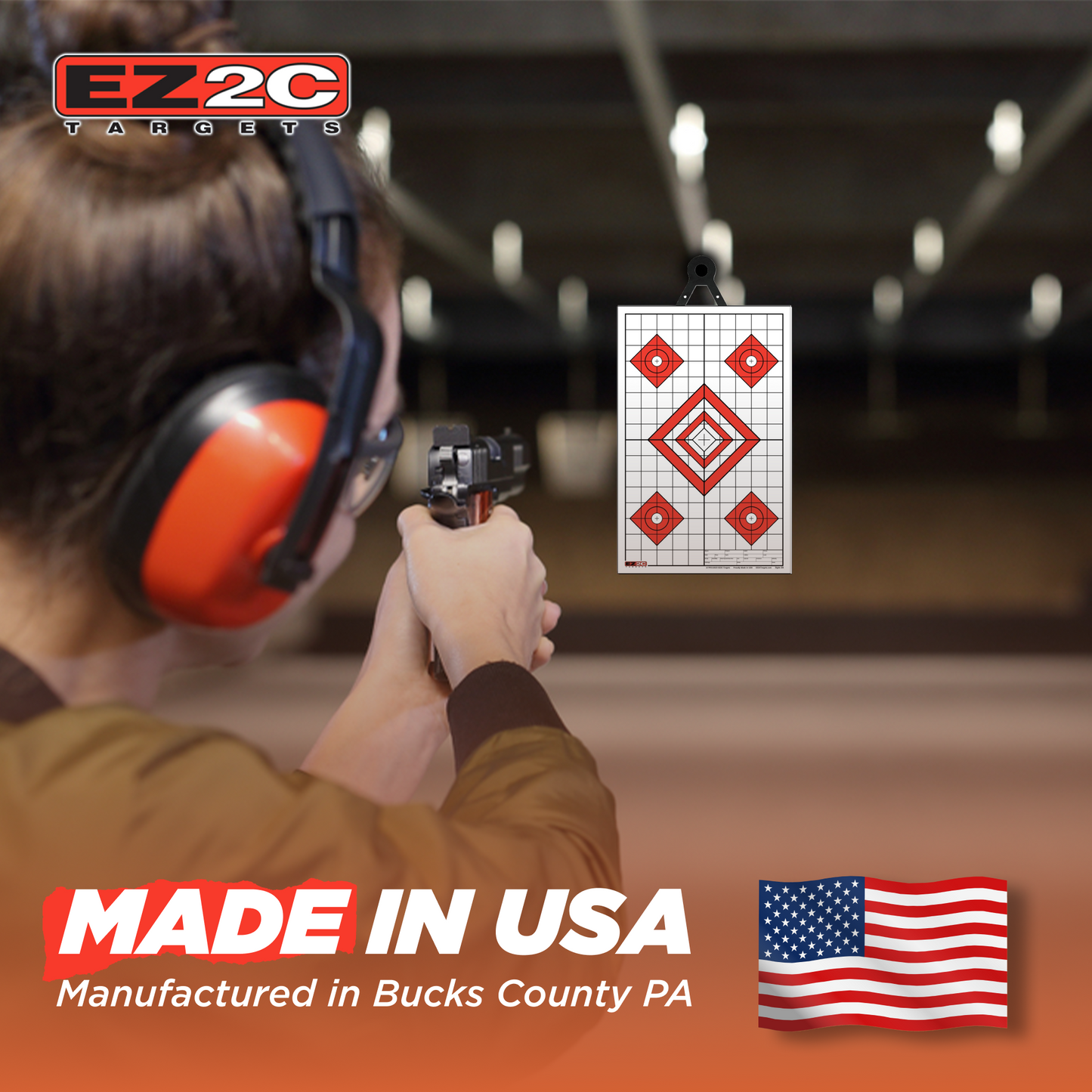 25 EZ2C Targets Style 28: Five Diamonds. Pad of 25 Paper Shooting Targets 11”x17” USA MADE