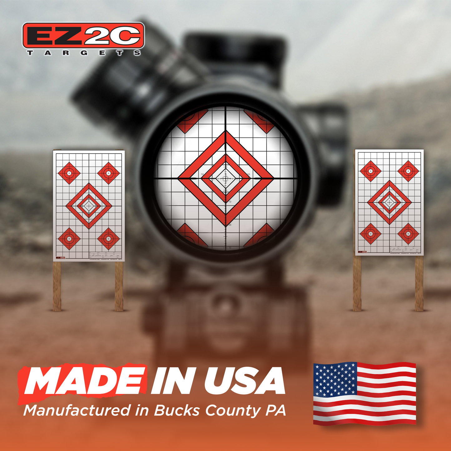 25 EZ2C Targets Style 28: Five Diamonds. Pad of 25 Paper Shooting Targets 11”x17” USA MADE