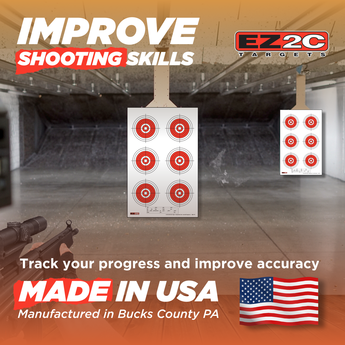 200 EZ2C Targets 8 Rifle Styles Package. Paper Shooting Targets for Range 11”x17” USA MADE