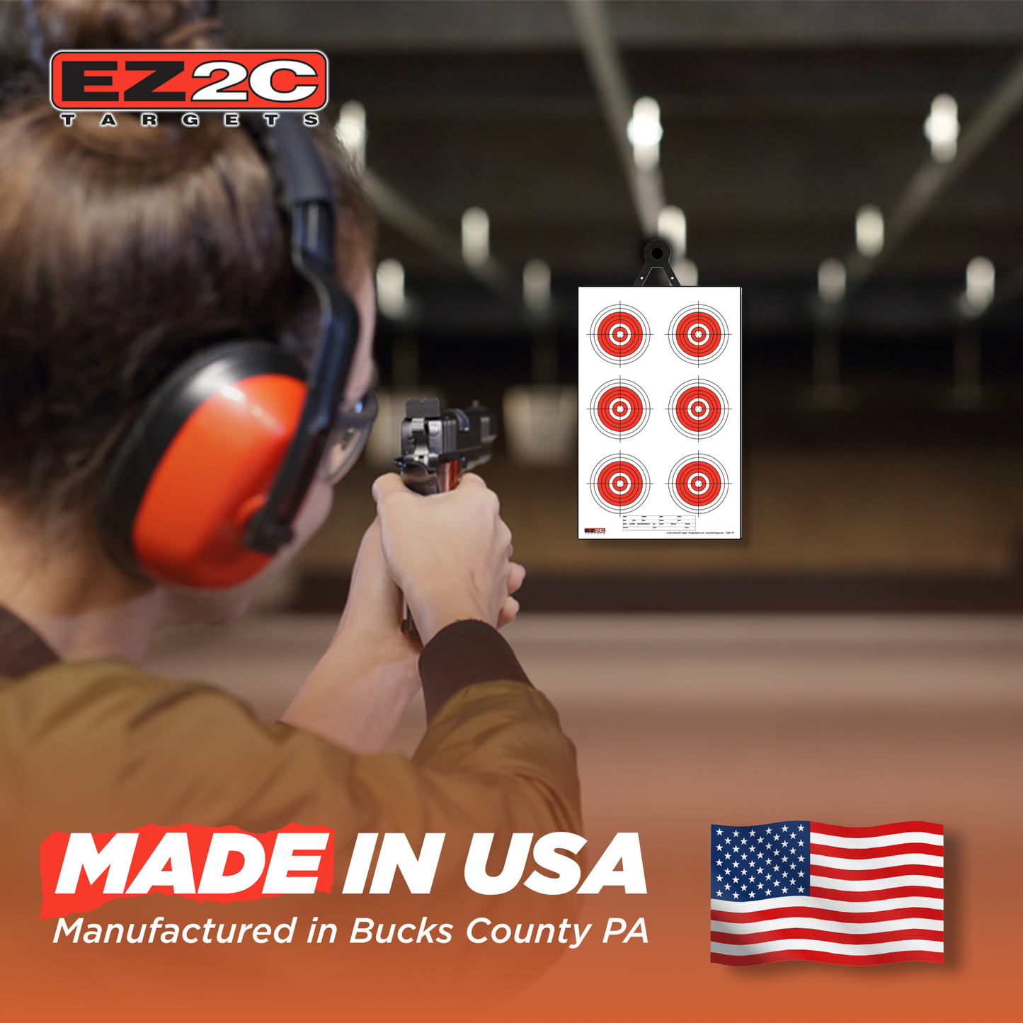 EZ2C Style 24: RifleTargets, Shooting Paper Targets, Six Bullseye USA MADE 11"x17"