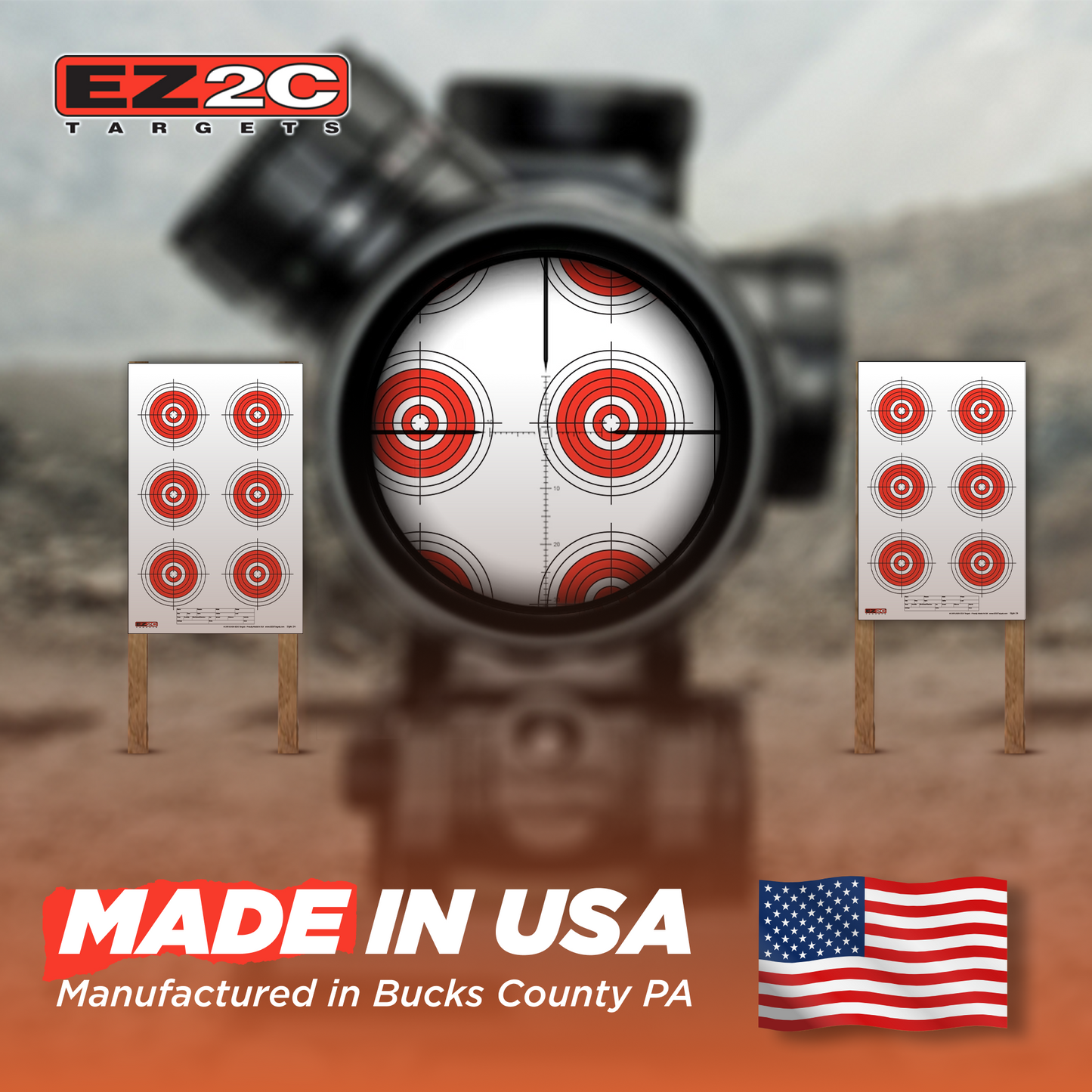 200 EZ2C Targets 8 Rifle Styles Package. Paper Shooting Targets for Range 11”x17” USA MADE