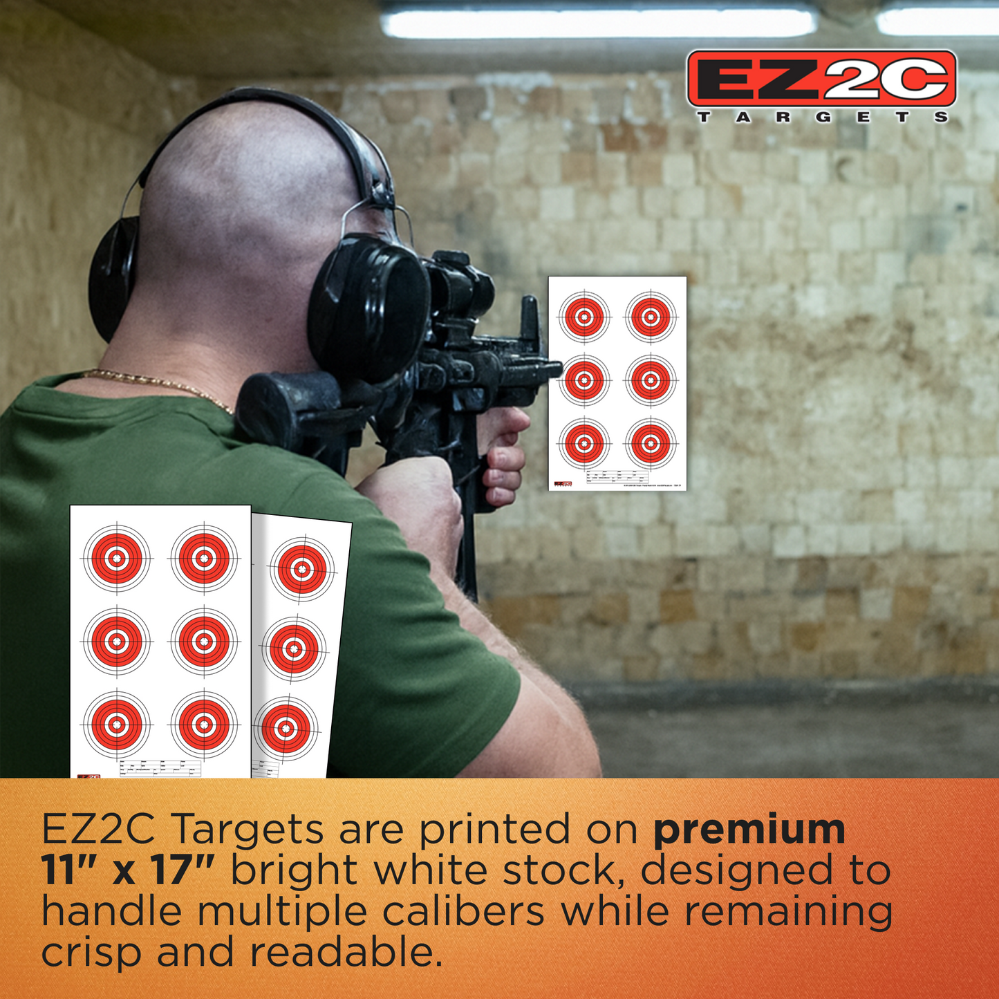200 EZ2C Targets 8 Rifle Styles Package. Paper Shooting Targets for Range 11”x17” USA MADE