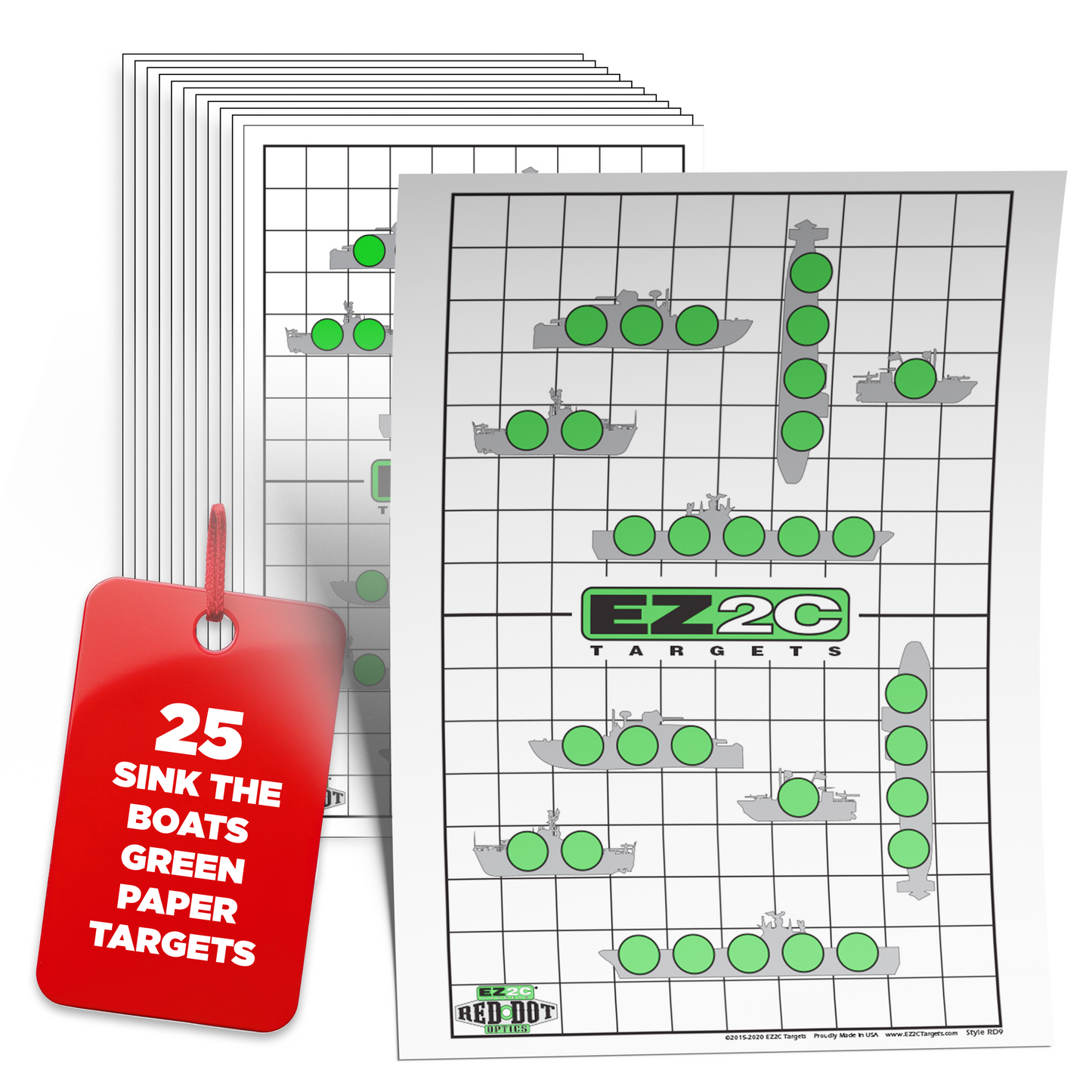 EZ2C Targets Style RD9: Sink The Boats 11"x17" USA MADE Gun Range Fun Game