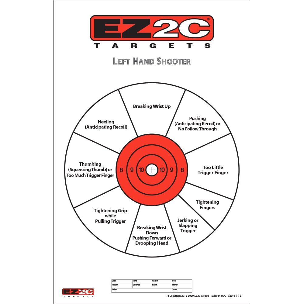 25 EZ2C Right Hand/Left Hand Shooter Diagnostic Training Paper Target Pad of 25 11”x17” USA MADE