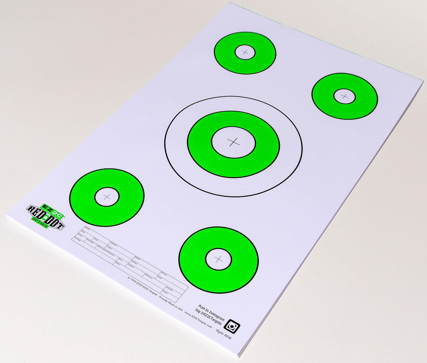 200 EZ2C Paper Shooting Targets 8 Red Dot Optics Styles Combo Pack 11”x17” USA MADE