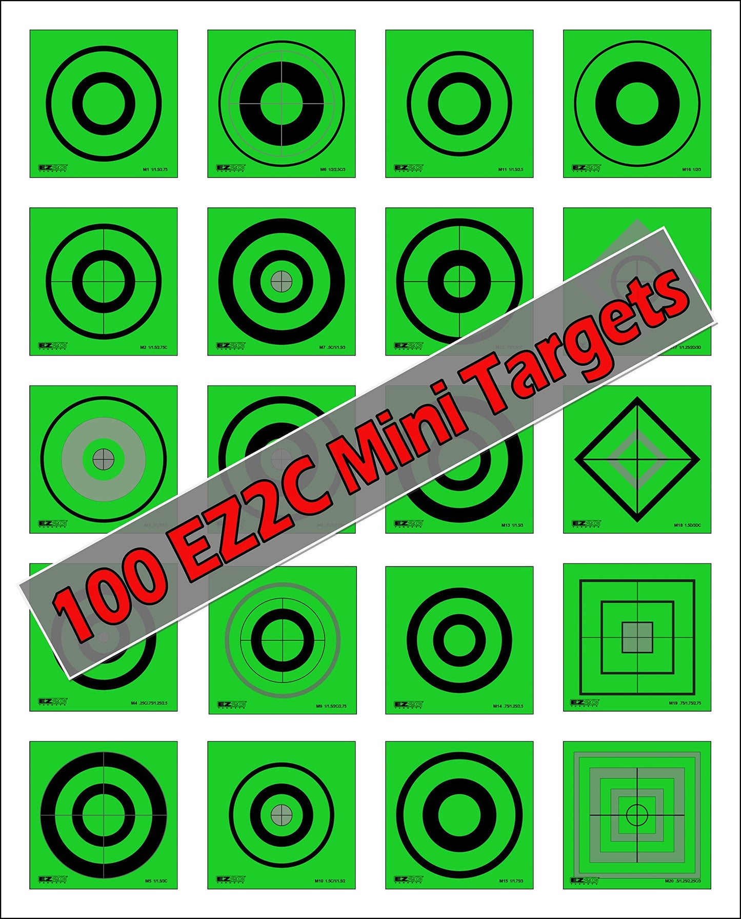 EZ2C Mini Shooting Targets, Bright Fluorescent Self-Adhesive 3.5" x 3.5" USA MADE (Peel-Off Pad of 100)