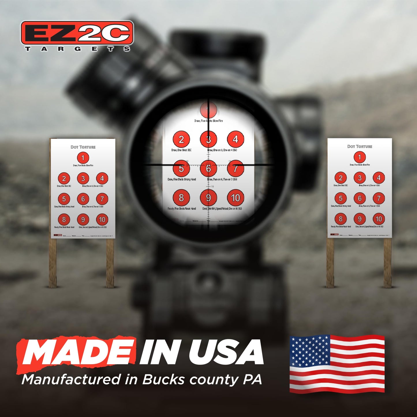 EZ2C Targets Style 17: Dot Torture Drill Target 11"x17" Paper Targets for Shooting USA MADE