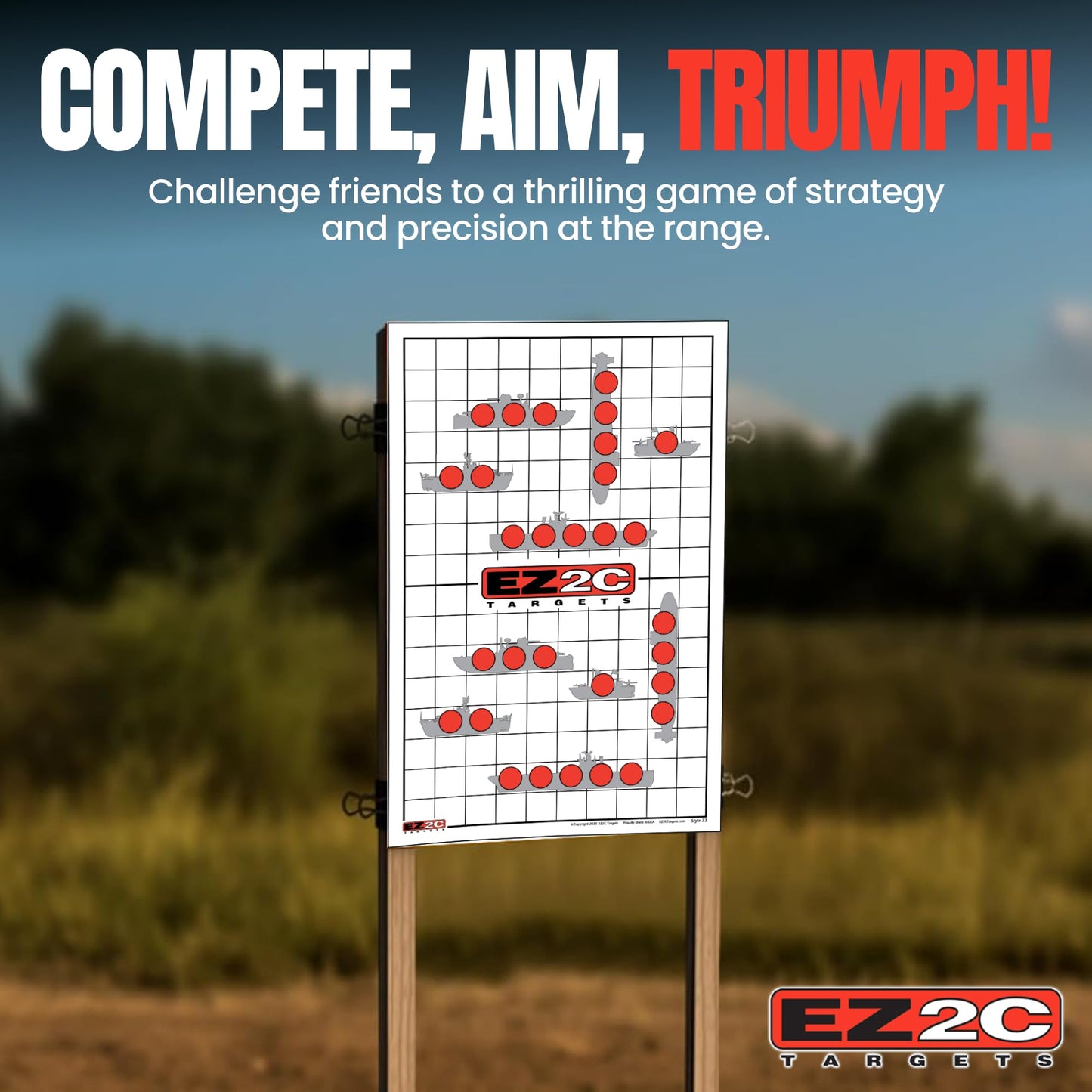 EZ2C Four Fun Game Style Paper Targets for Gun Shooting Range, Compatible with Handgun, Rifle and Pistol, Made in USA (11x17 inch)