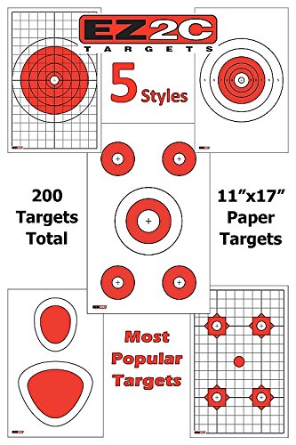 200 EZ2C Targets Most Popular 5 Styles Paper Targets Bundle 11"x17" USA MADE