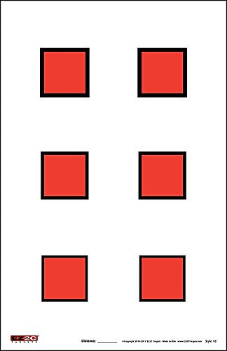 25 EZ2C Targets Style 18: Six 2” Squares. Paper Shooting Targets. Pad of 25 11"x17" USA MADE