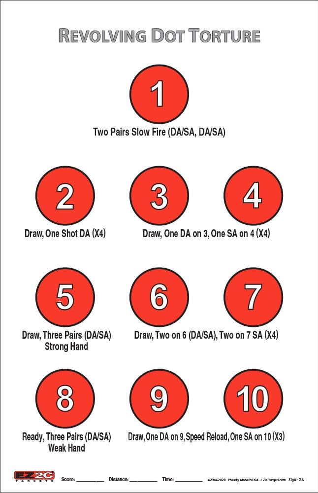 EZ2C Targets Style 26: Revolving Dot Torture Drill 11"x17" Paper Targets for Shooting USA MADE Range Target