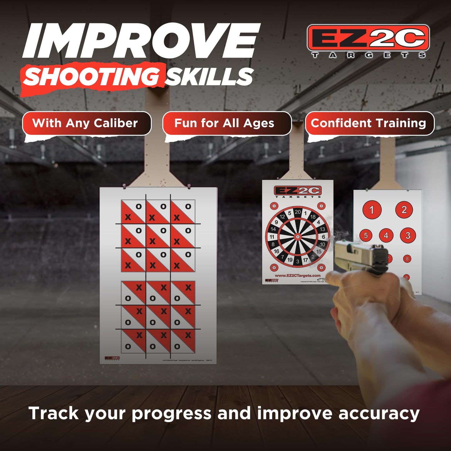 120 EZ2C Targets Package: 5 Game Style Paper Targets Bundle Pack for Shooting Fun 11"x17" USA Made