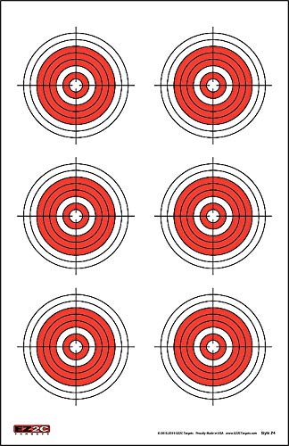 EZ2C Style 24: RifleTargets, Shooting Paper Targets, Six Bullseye USA MADE 11"x17"