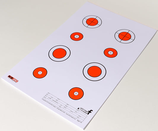 25 EZ2C Targets Style 19: Eight 1.5" Bullseyes Paper Target (Pad of 25) USA Made 11”x17”