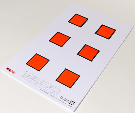 25 EZ2C Targets Style 18: Six 2” Squares. Paper Shooting Targets. Pad of 25 11"x17" USA MADE