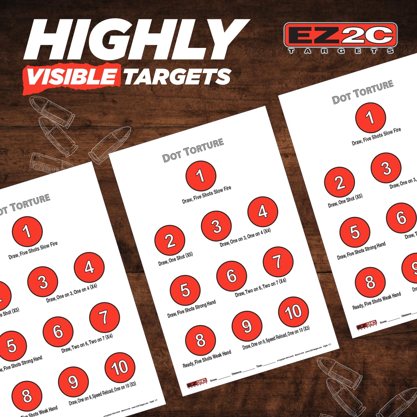 EZ2C Targets Style 17: Dot Torture Drill Target 11"x17" Paper Targets for Shooting USA MADE