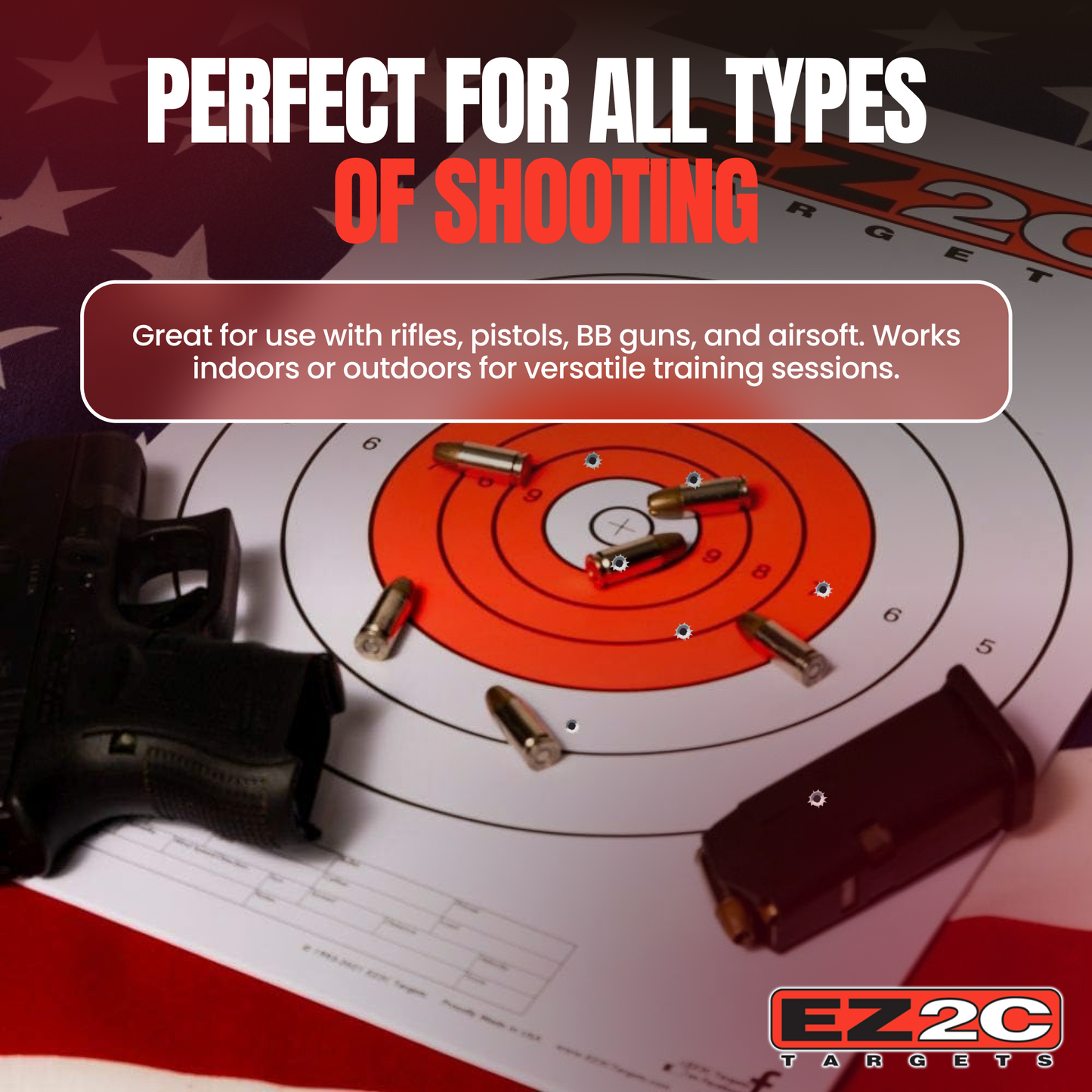 25 EZ2C Targets Style 12: Paper Targets for Shooting Range B16 USA MADE 11"x17" Pad of 25